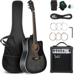 Full Size 6 Strings Acoustic Electric Guitar Beginner Kit W/ 15W Amp, Cutaway 41. Fixed Price $196.88.