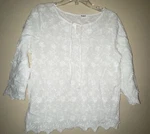 Kindred Top Blouse Petite Solid White Floral Embroidered 3/4 Sleeve. Fixed Price $17.99.