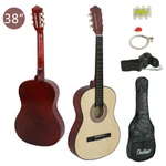 38" Wooden Beginners Acoustic Guitar With Case,strap And Pick Natural. Fixed Price $46.58.