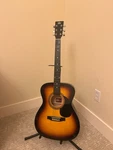 Gently Used Rogue RA-90 Dreadnought Acoustic Guitar Satin Sunburst With Stand. Fixed Price $85.00.