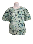 Sz S) Olivia James The Label Fluer De Lis Cotton Popover Puff Sleeve Exc! Top. Fixed Price $21.60.