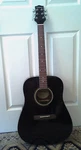 Silvertone SD10PKBK Solid Black Acoustic Guitar W/soft Case Tuner & New Strings. Fixed Price $135.00.