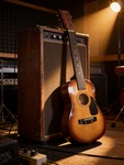 First Act 32"W/CASE Acoustic Guitar Mdl. FG121 Two-tone Sunburst Finish 6 String. Fixed Price $75.00.