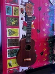 Johnson UK-120 Mahogany 4-STRING Right-handed Soprano Ukulele With Bag-tiny Tear. Fixed Price $30.00.