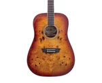 Washburn Deep Forest Burl Dreanought A/e Guitar - Amber Fade Open Box. Fixed Price $219.99.