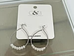 C&b Christopher And Banks Jewelry Pearl Detail Hoop Earrings Silvertone. Fixed Price $30.60.
