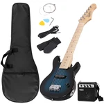 Blue Full Size Beginner Electric Guitar Set With Case Strap Capo Strings 30". Fixed Price $56.59.