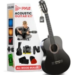 Pyle Beginner Acoustic Guitar Kit, 3/4 Junior Size All Wood 36", Black Gloss. Fixed Price $116.99.