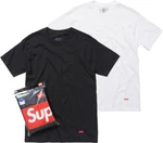 New Pack Of 2 Supreme X Hanes Tagless Tees T-shirt Black & White Size Large. Fixed Price $44.95.