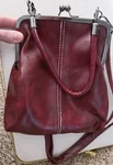 Burgundy Solid Crossbody Bag Kiss Lock Closure Detachable Strap Silver Hardware. Fixed Price $23.42.