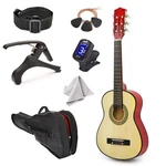 Left Handed Guitar 30 Inch Natural Wood Starter Kit With Case. Fixed Price $71.16.