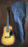 Squire Fender SA-150 Acoustic Guitar 6 Six Strings Euc With Case Backpack. Fixed Price $149.95.