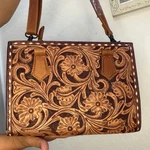 American Darling Brown Tan Floral Embossed Western Shoulder Bag W/clasp & Strap. Fixed Price $52.00.