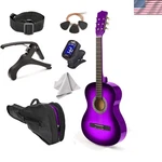30" Left-handed Purple Gradient Guitar Set With Case & Accessories For Beginners. Fixed Price $87.99.