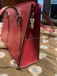New Tags Jack Georges Red Leather Bag Double Shoulder Straps Handmade. Fixed Price $175.00.