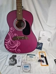 First Act Pink/ Purple 6-STRING Acoustic Guitar MG359 Child **2008 Beginners Kit. Fixed Price $36.37.