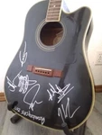 Autographed By Queensryche Guitar Washburn Acoustic-electric Black D10CE. Fixed Price $450.00.