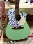 Custom Peacock Eye Of Horus Surf Green Fender Sonoran Acoustic Electric Guitar. Fixed Price $575.00.