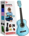 Pyle 30-INCH Beginner Acoustic Guitar Kit Light Blue (open Box). Fixed Price $39.99.
