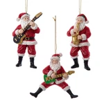 Kurt Adler Set Of 3 Resin 4.5" Santa W/guitars & Saxophone Xmas Ornaments E0972. Fixed Price $39.88.