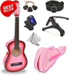 30-INCH Wood Guitar With Case Accessories For Kids Beginners Pink Gradient Us. Fixed Price $93.00.