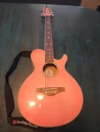Pink Daisy Rock Wildwood Model 6260 Cutaway Acoustic Guitar -preowned With Strap. Fixed Price $129.99.