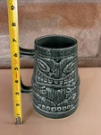 Large Green Tiki Stein Mug Hawaiian Ceramic Fender Guitar California Hula Lounge. Fixed Price $22.50.